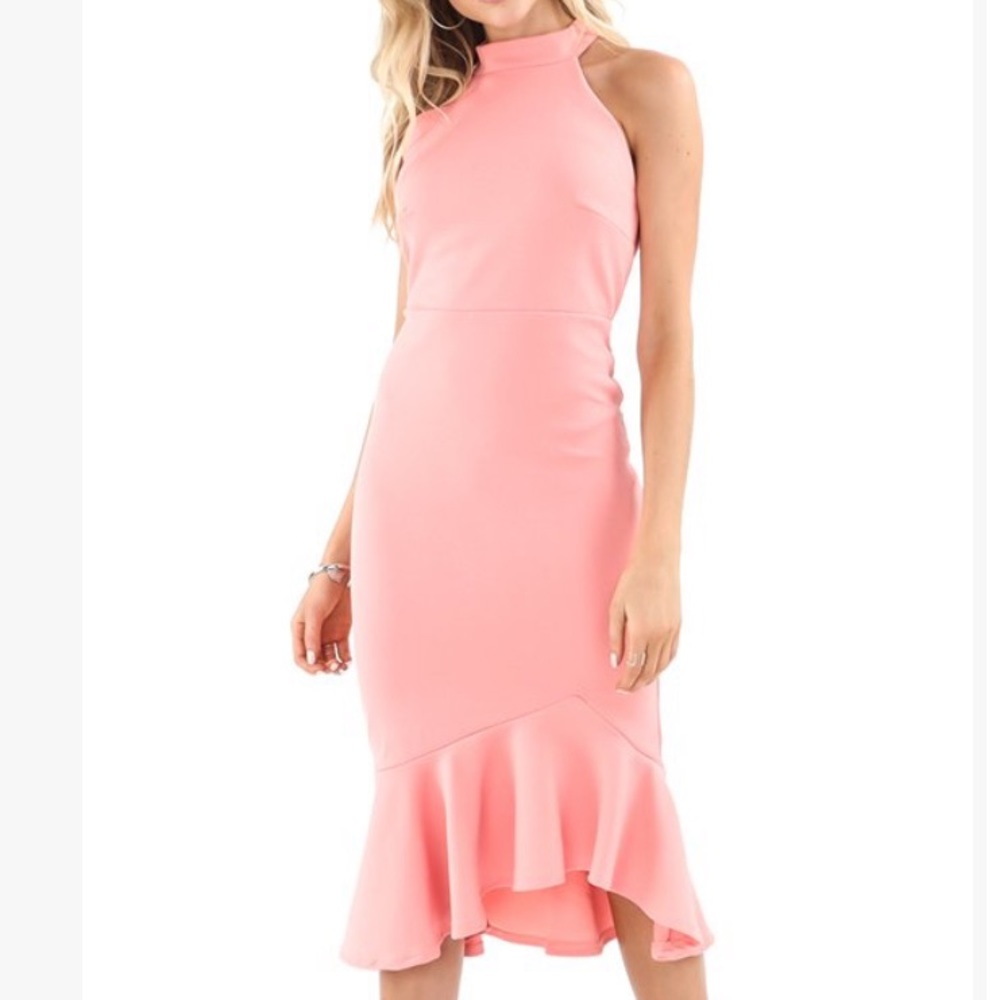 Bella Berry Pink Choker Ruffle Bodycon Dress - Picture 5 of 6